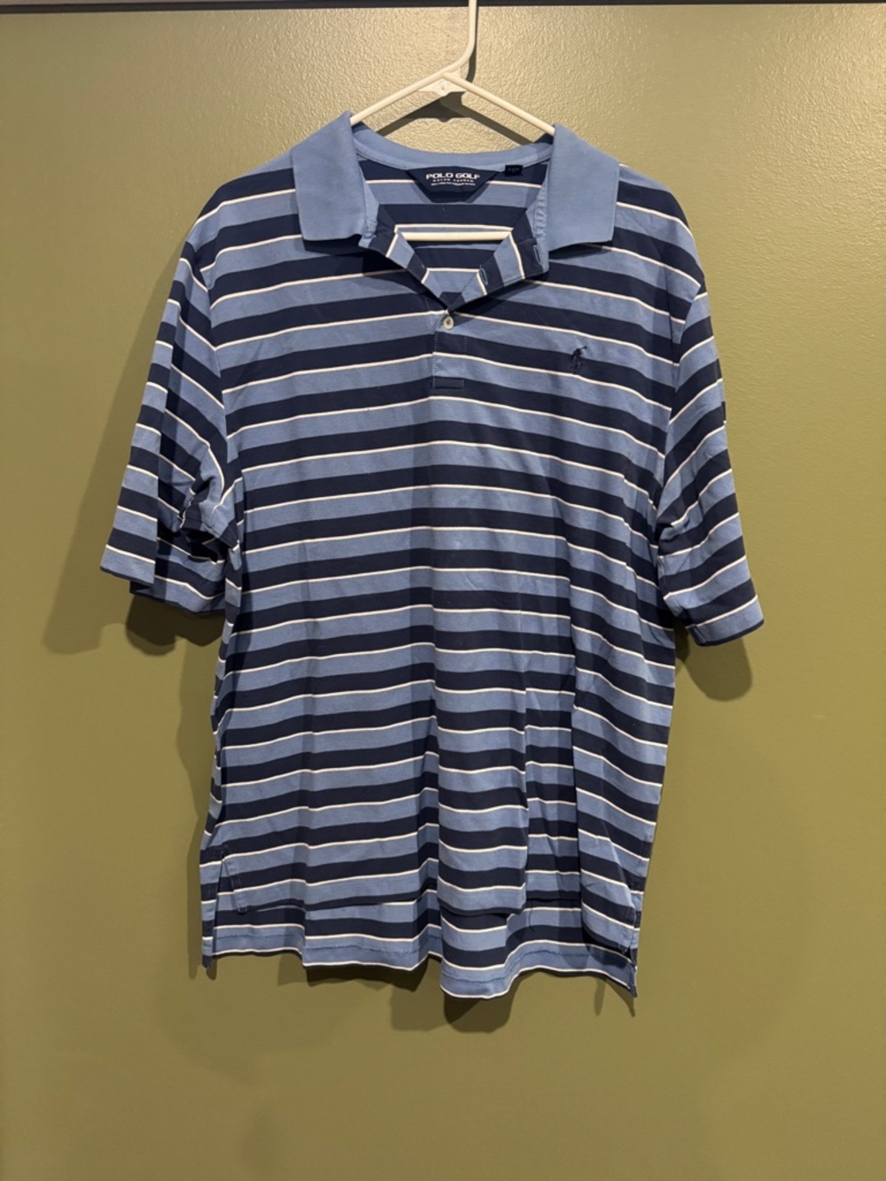 POLO GOLF Ralph Lauren Navy and Light Blue Striped Polo